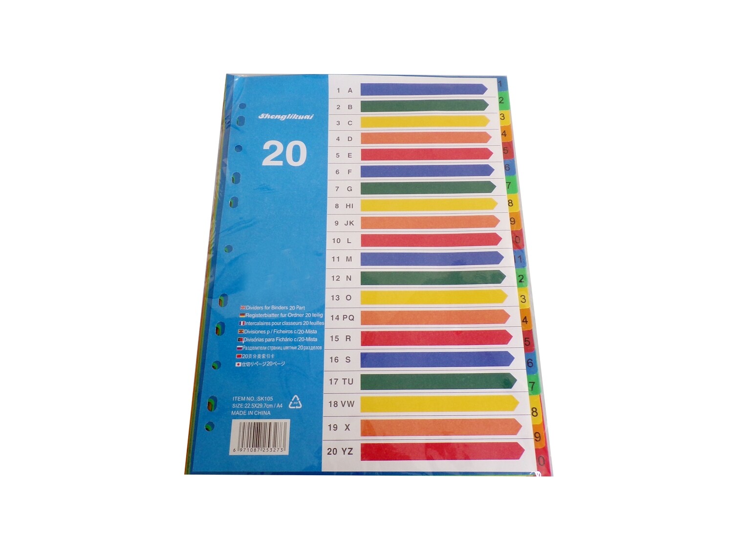 RSC A4 PVC DIVIDER 1-20 COLOR SK105 D19-290