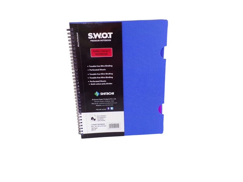 SHRACHI A4 3 SUBJECT NOTEBOOK 150PGS 68GSM