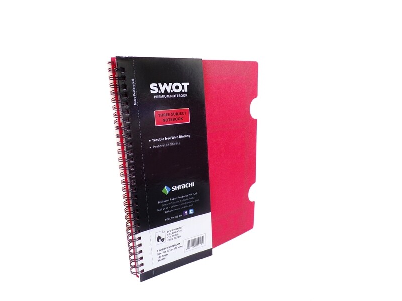 SHRACHI B5 3 SUBJECT NOTEBOOK 150PGS 68GSM