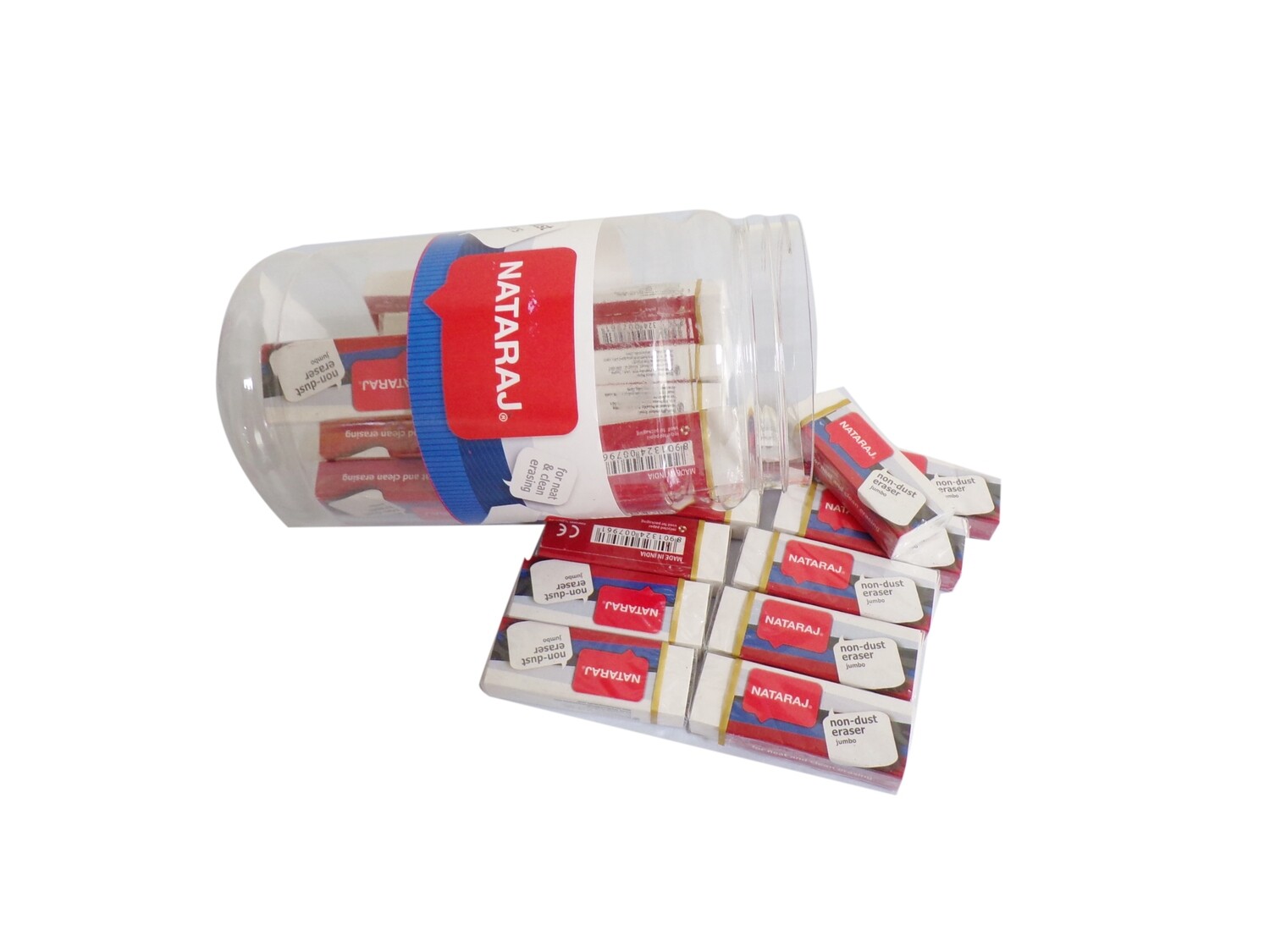 NATARAJ 30PCS ALL CLEAR JUMBO NON-DUST ERASERS JAR