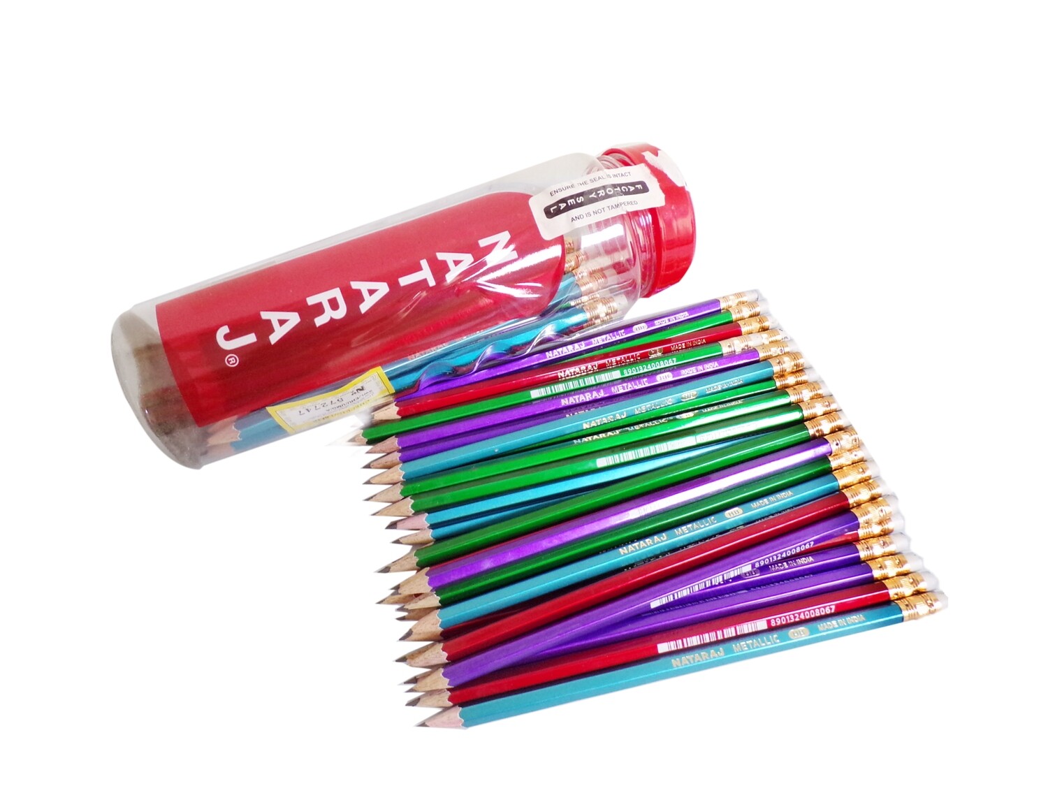 NATARAJ 48PCS HB HEX RT METALLIC PENCIL ASSTD JAR