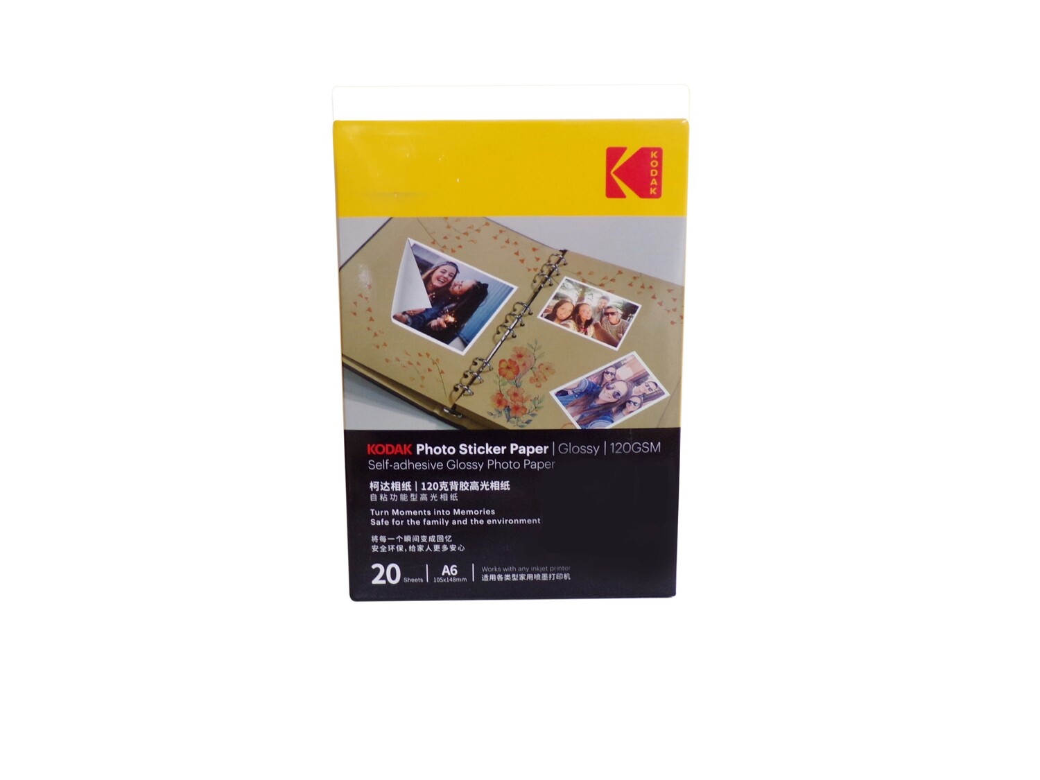 KODAK A6 GLOSS PHOTO STICKER PAPER 120GSM 20SHS
