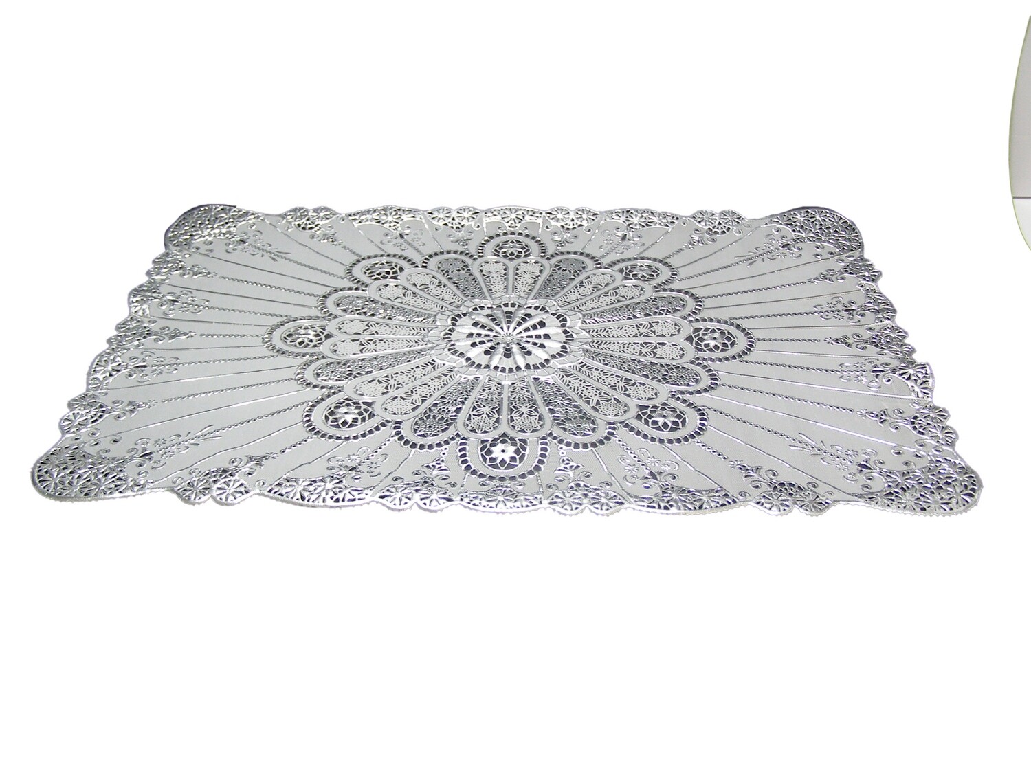 RSC 38X55CM SILVER FLORAL TABLE PLACE MAT P17-211