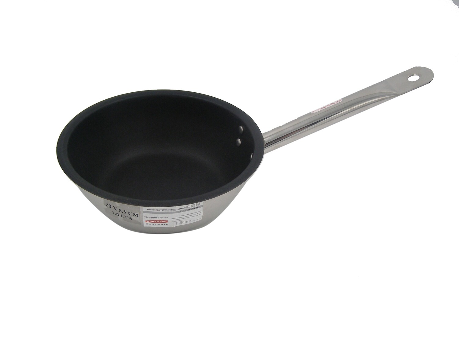 DURAWARE STAINLESS STEEL 20X6.5CM 1.6LIT NON STICK SAUTE PAN