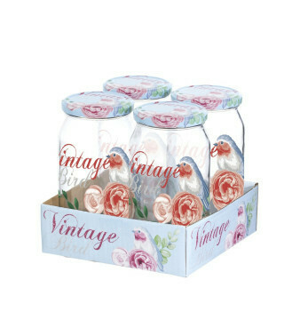 HEREVIN 4PCS 1000CC VINTAGEBIRD JAR SET 330377-150