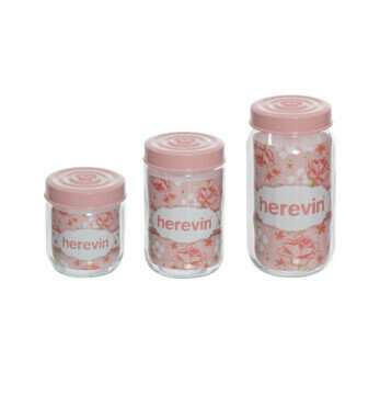 HEREVIN 3PCS FLOWER DESIGN JAR SET 140378-000