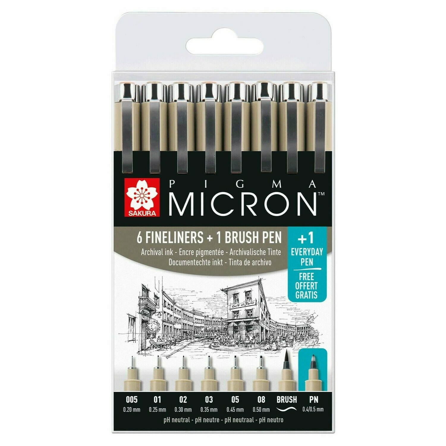 SAKURA 8 FINELINER PIGMA MICRON PEN SET P0XSDK8S