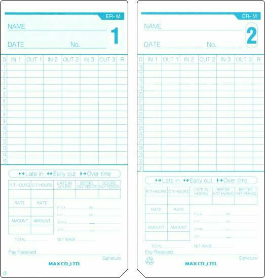 MAX 100PCS ER-M TIME CARD