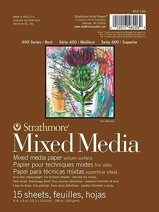 STRATHMORE 15X20.3CM MIXED MEDIA PAD 15SHT 300GSM