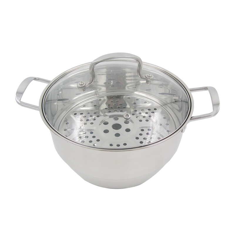 RSC 26CM SS STEAMER W/BASE+GLASS COVER P17-89