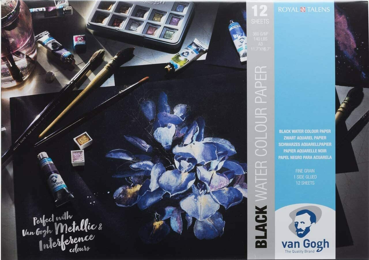 VAN GOGH A3 BLACK WATERCOLOUR PAD 12SHS 360GRM