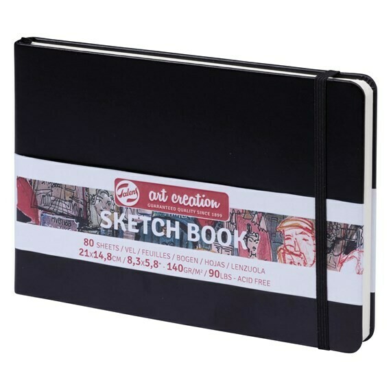 ROYAL TALENS 21x14.8CM BLK SKETCHBOOK 80SHS 140GSM