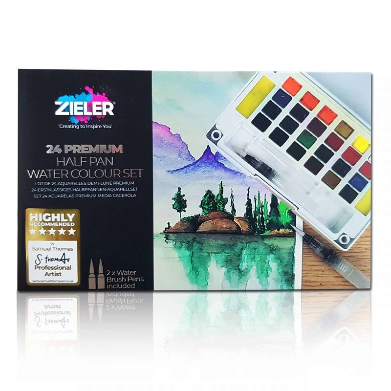 ZIELER 24 PREMIUM HALF PAN WATER COLOUR SET