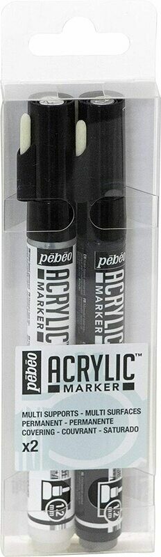 PEBEO 2PC ACRYLIC B&amp;W MARKER SET 201221