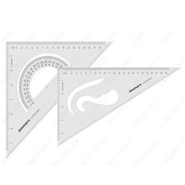 ISOMARS 8&quot;X10&quot; SET SQUARES-SCHOLAR-(45/60) SS810