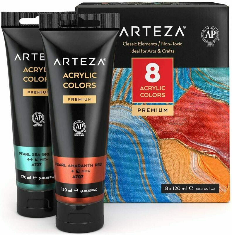 ARTEZA METALLIC ACRYLIC PAINT CLASSIC 8X120ML 3513
