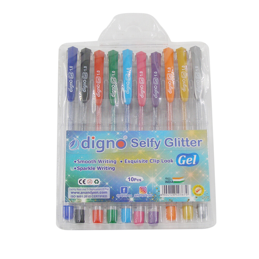 DIGNO 10PCS SELFY GLITTER GEL PEN ASSTD