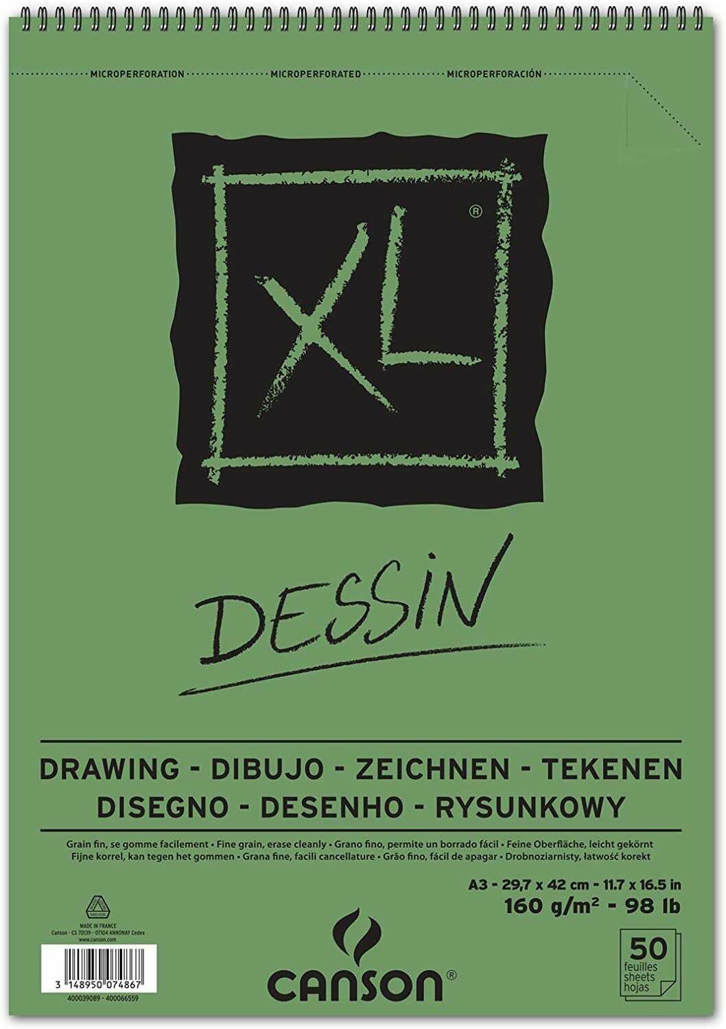 CANSON A3 XL DESSIN DRAWING PAD 50SHS 160GSM