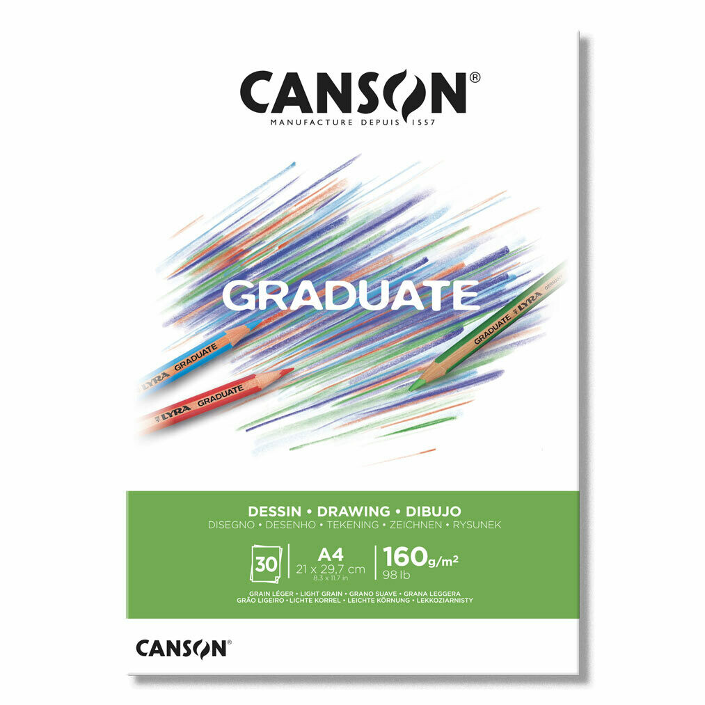 CANSON A4 GRADUATE DRAWING PAD 30SHS 160GRM
