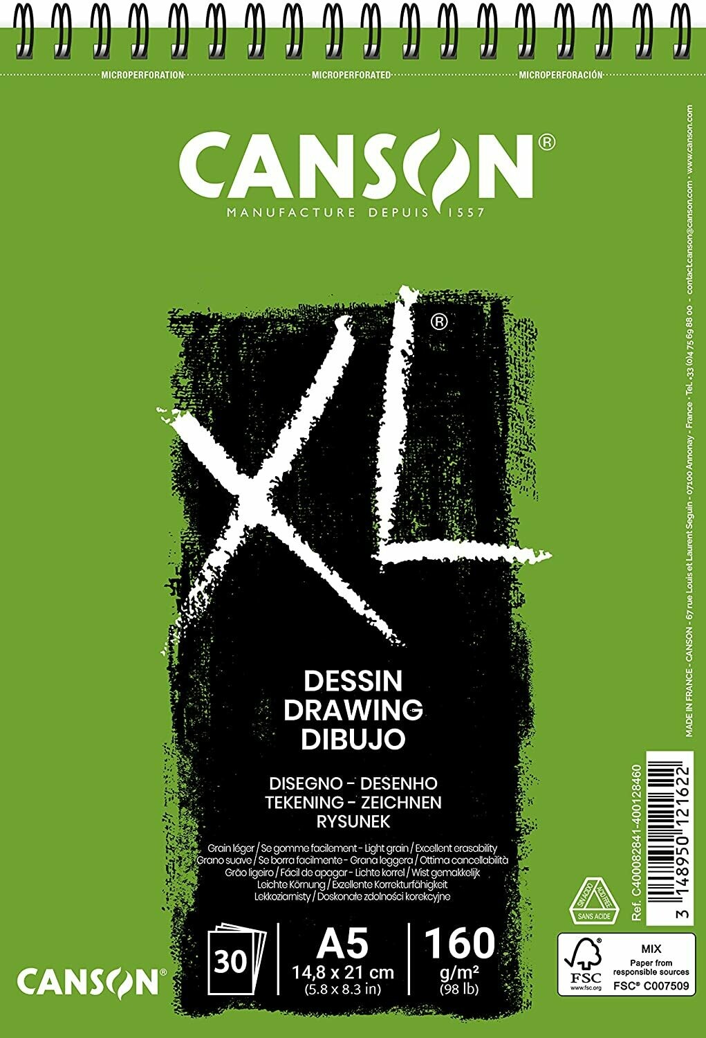 CANSON A5 XL DESSIN DRAWING PAD 30SHS 160GSM
