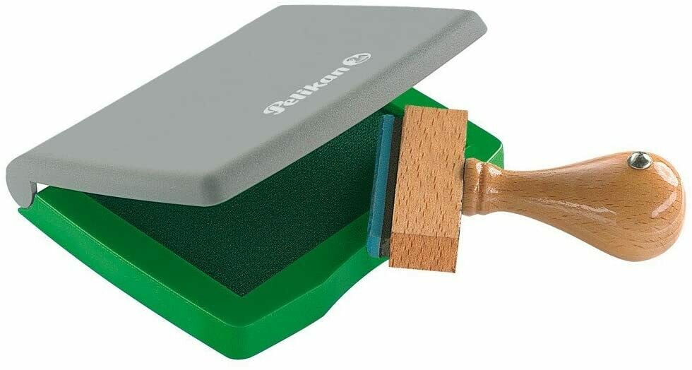 PELIKAN 7X11CM STAMP PAD PLASTIC CASE ASSTD, Colour: Green