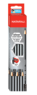 NATARAJ 12PCS 621 HB NO.2 SILVER PENCILS RT W/SHAR