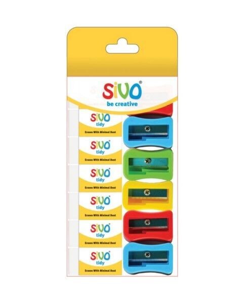 SIVO 7PCS TIDY ERASERS+6PCS PONTY SHARPENERS