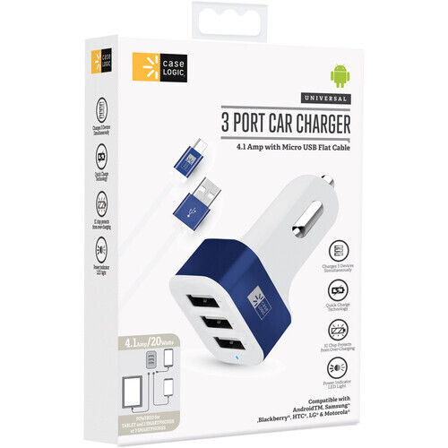CASELOGIC MP-V4-003-AC 3PORTUSB CAR CHARG+CABLE IT