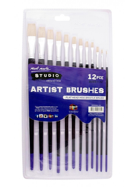 MM 12PCS STUDIO ARTIST FLAT BRUSH SET BMSS0002