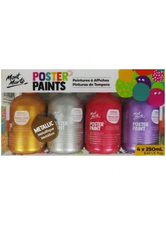 MM 4PCS 250ML METALLIC POSTER PAINT MPST4003