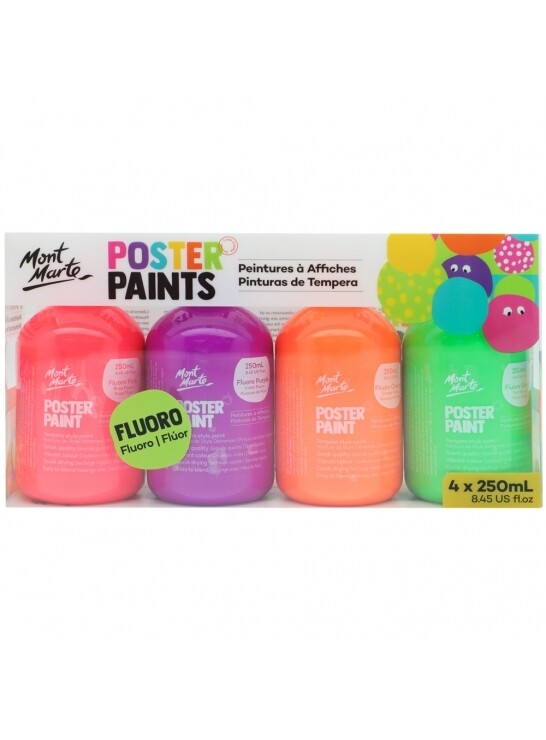 MM 4PCS 250ML FLUOROCENT POSTER PAINT MPST4002