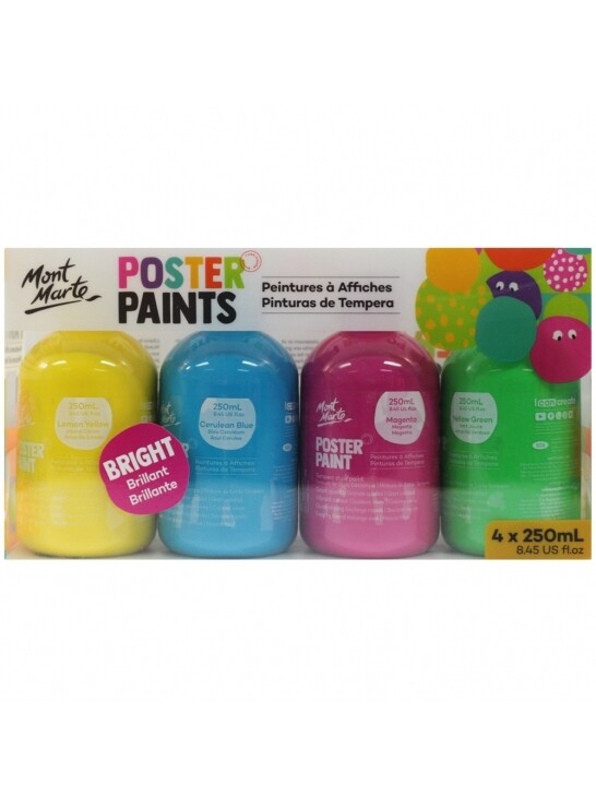 MM 4PCS 250ML BRIGHT POSTER PAINT MPST4001