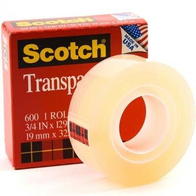 3M Scotch Transparent Tape 3/4&quot;x36YD 3M600