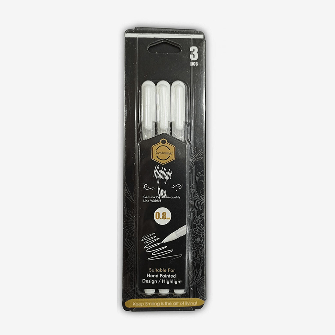 RSC KEEP SMILE 3PCS WHITE GEL PEN 0.8MM P21-143