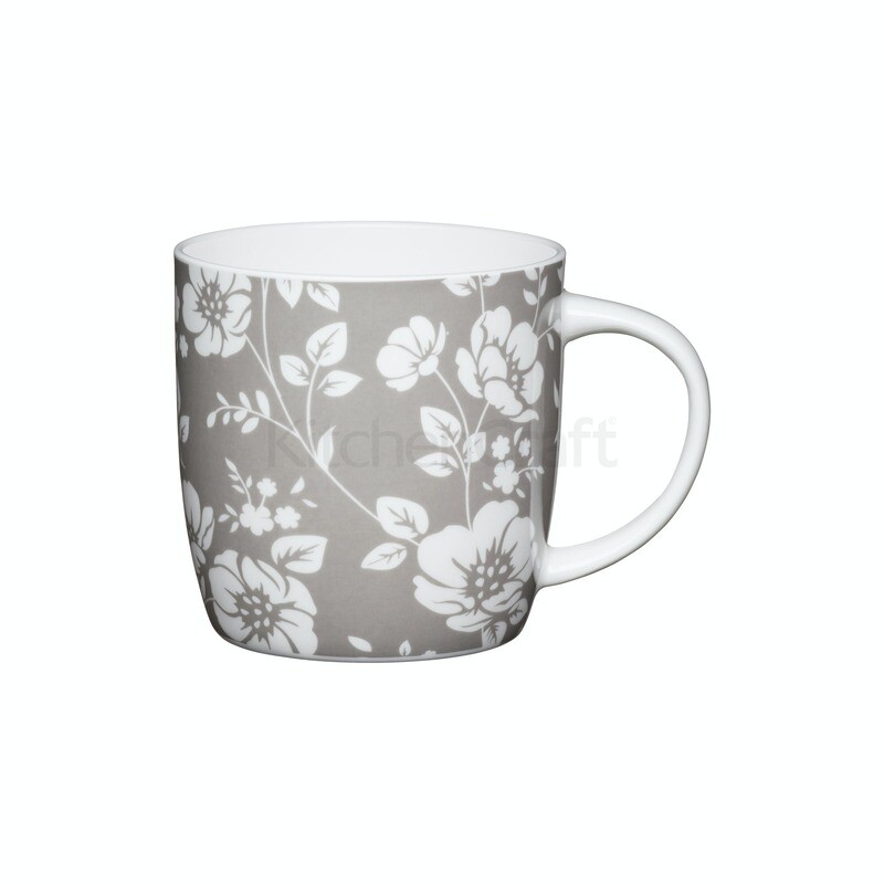KC 425ML WHITE FLOWER BARREL MUG KCMBAR148