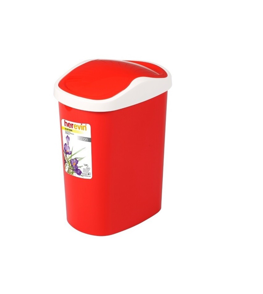 HEREVIN 8.5LIT DUST BIN COLOUR ASSTD, Colour: Red