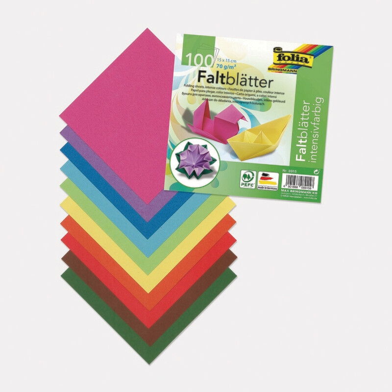 FOLIA 15X15CM FOLDING PAPERS ASSTD 100SHS 70GSM