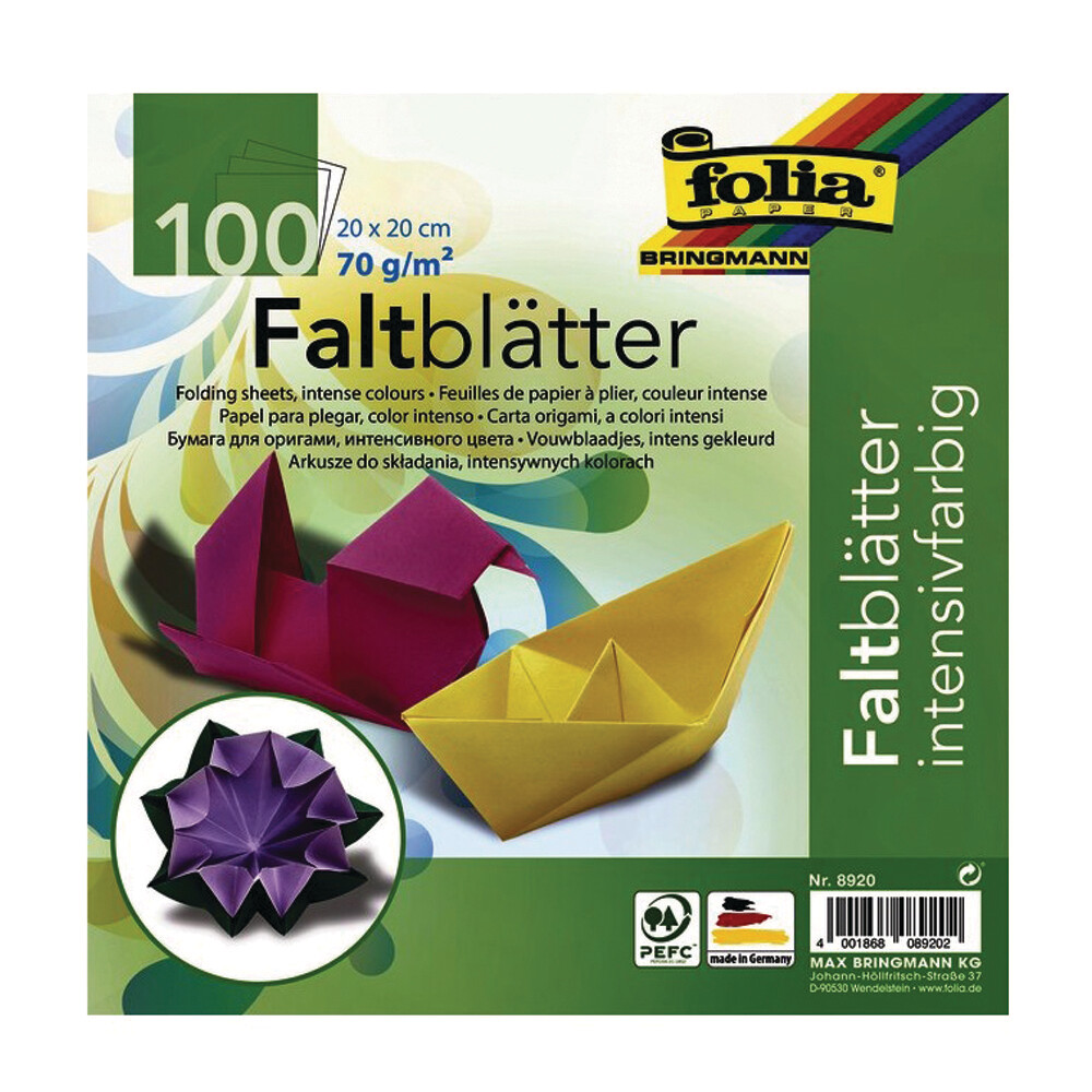 FOLIA 20X20CM FOLDING PAPERS ASSTD 100SHS 70GSM