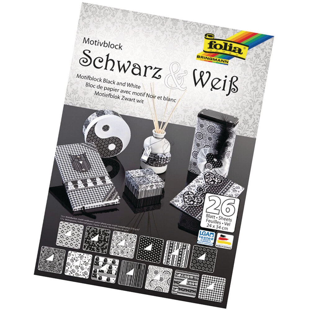 FOLIA 24X34CM DESIGNER PAD BASICS B&amp;W 26SHS