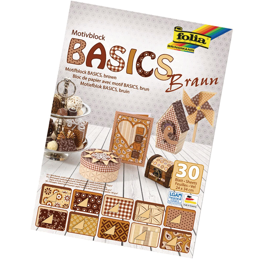 FOLIA 24X34CM DESIGNER PAD BASICS BROWN 30SHS