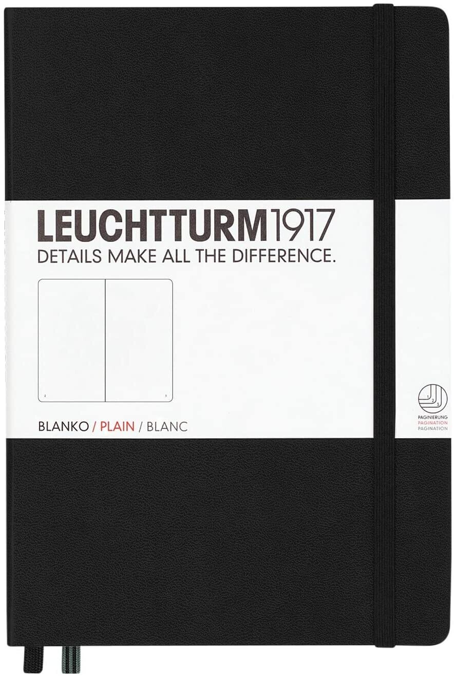 LEUCHTTURM A5 PLAIN NOTEBOOK - BLACK