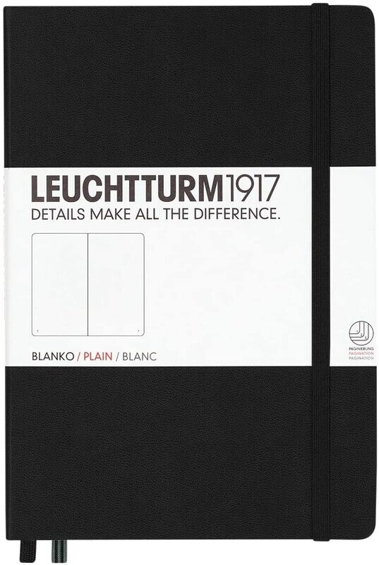 LEUCHTTURM A5 PLAIN NOTEBOOK - BLACK