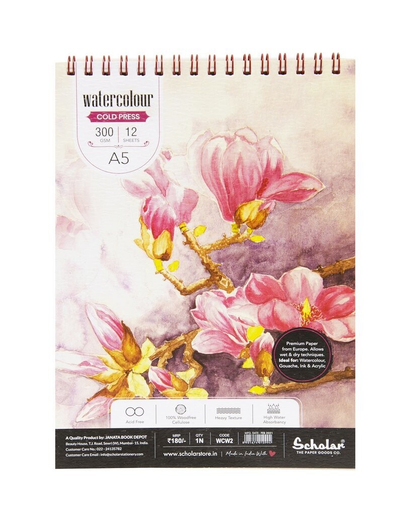 SCHOLAR A5 WATER COLOR 300GSM 12SHS WCW2