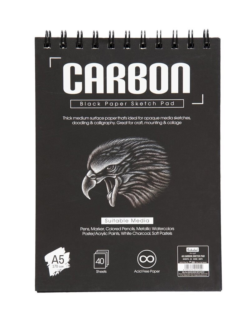 SCHOLAR A5 CARBON SKETCH PAD 170GSM 40SHS