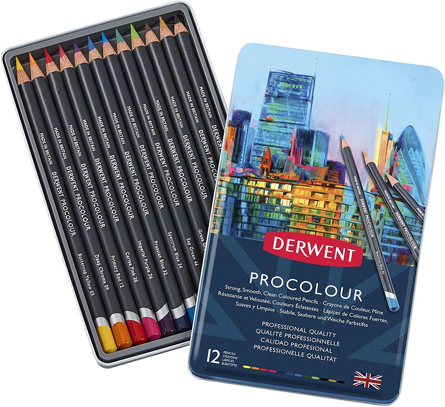 DERWENT 1X12 PROCOLOUR PENCIL TIN 2302505