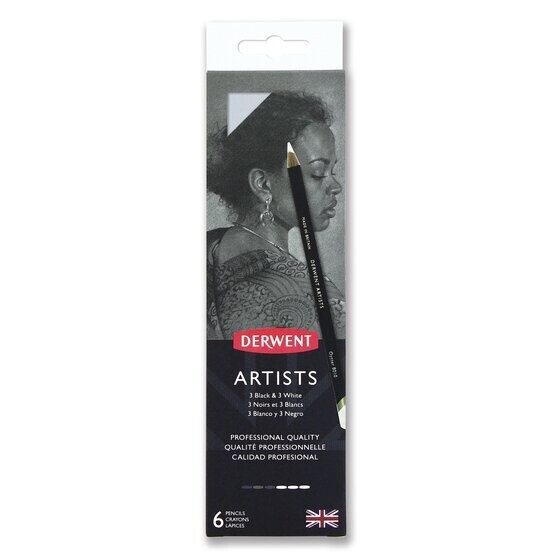 DERWENT 1X6 ARTISTS BK/WHT COLOR PENCILS 2302342