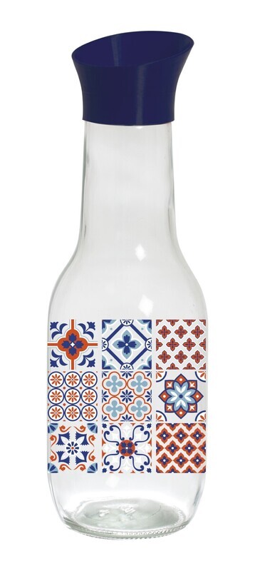 HEREVIN 1LIT GLASS BOTTLE W/STOPPER MOSAIC 111652-