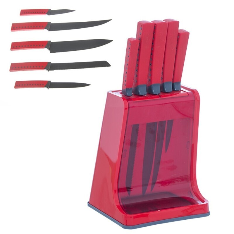 HEREVIN 5 PCS KNIFE SET W/BASE RED 362010-003