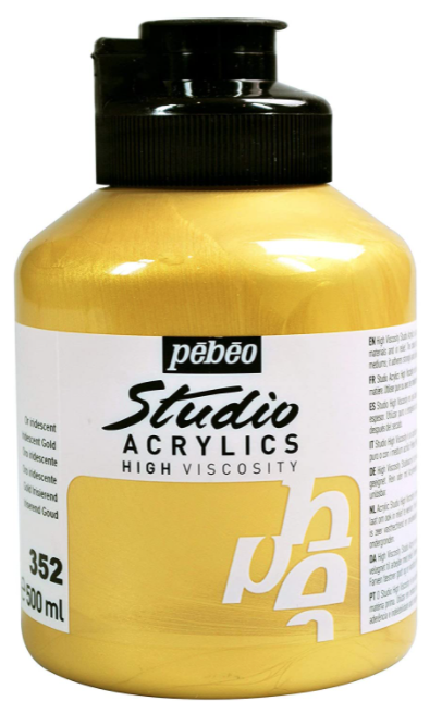 PEBEO 500ML ACRYLIC GOLD/SIL/COPP/BOR+FLUO COLOR