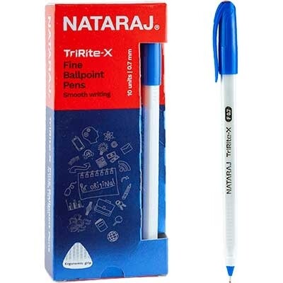NATARAJ TRIRITE-X FINE 0.7MM B.POINT PEN BLU SINGL